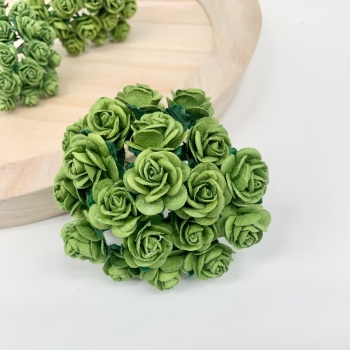  Mulberry Paper Open Roses - Green 10mm 15mm 20mm 25mm