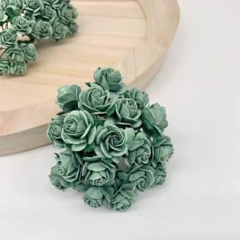  Mulberry Paper Open Roses - Sage 10mm 15mm 20mm 25mm
