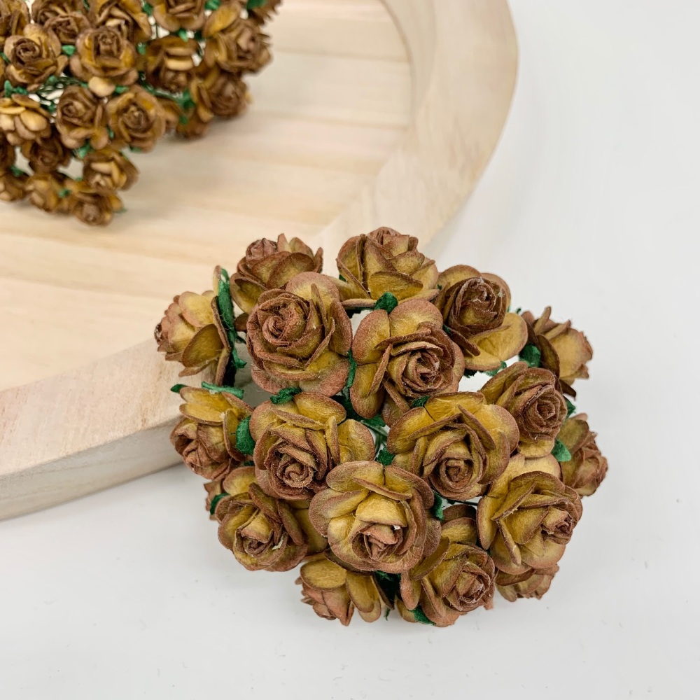  Mulberry Paper Open Roses - Two Tone Chocolate 10mm 15mm 20mm 25mm