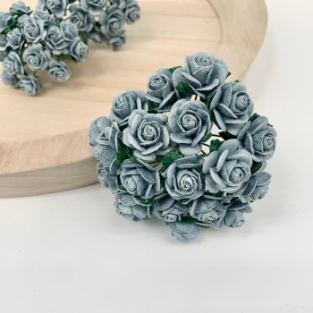  Mulberry Paper Open Roses - Silver 10mm 15mm 20mm 25mm