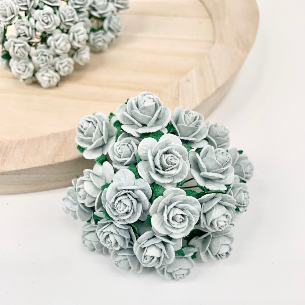 <!--044--> Mulberry Paper Open Roses - Shell Grey 10mm 15mm 20mm 25mm