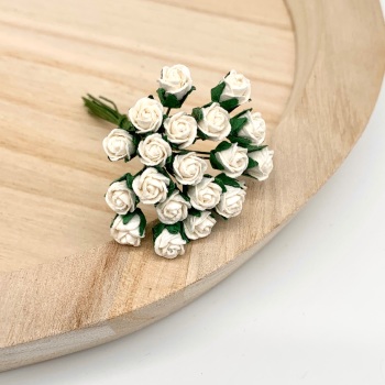 Mulberry Paper Flowers - 8mm Rose Buds  - Ivory