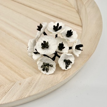 Mulberry Paper Flowers - Poppies  - White