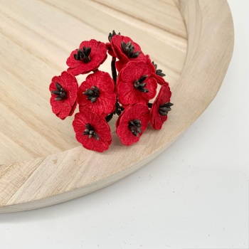 Mulberry Paper Flowers - Poppies  - Red