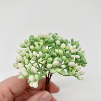Artificial Foliage Stems - Green and White Pearl Buds