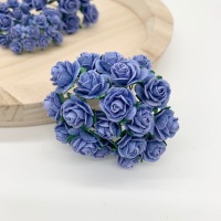 <!--029--> Mulberry Paper Open Roses - Periwinkle 10mm 15mm 20mm 25mm