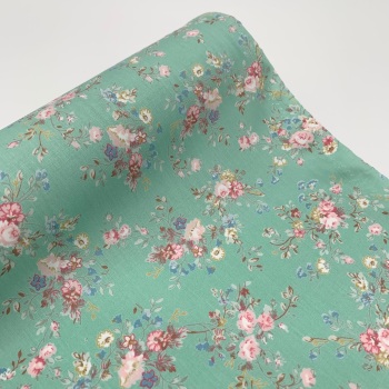 Rose and Hubble Fabrics - 100% Cotton Poplin Mint Floral Clusters