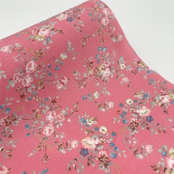 Rose and Hubble Fabrics - 100% Cotton Poplin Pink Floral Clusters