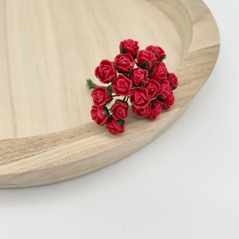 Mulberry Paper Flowers - 8mm Rose Buds  - Red