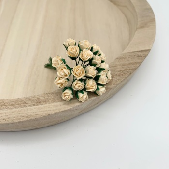 Mulberry Paper Flowers - 8mm Rose Buds  - Cream