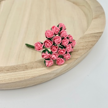 Mulberry Paper Flowers - 8mm Rose Buds  -  Pink