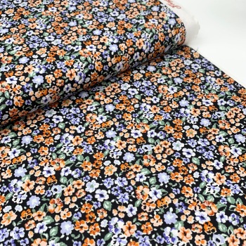Poppy Europe Fabrics - Katie Flowers - Black - Digital Print