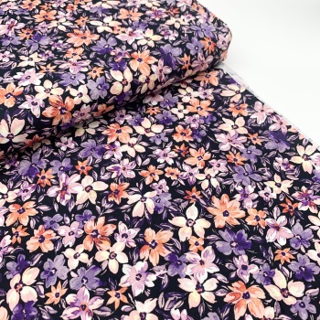 Poppy Europe Fabrics - Rosie Flowers - Black - Digital Print