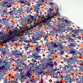 Poppy Europe Fabrics - Rosie Flowers - Sky Blue - Digital Print