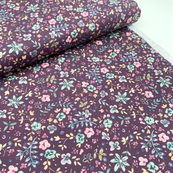 Poppy Europe Fabrics - Sophie Flowers - Aubergine - Digital Print