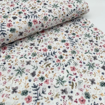 Poppy Europe Fabrics - Sophie Flowers - White - Digital Print
