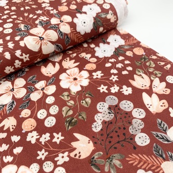 Poppy Europe Fabrics - Tilly Flowers - Rust - Digital Print