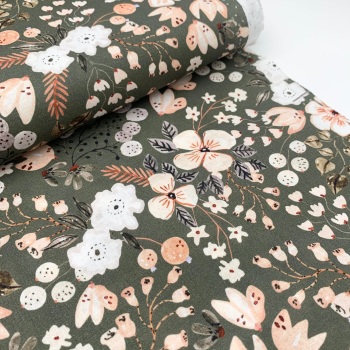 Poppy Europe Fabrics - Tilly Flowers - Green - Digital Print