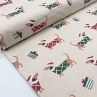 John Louden Fabrics - 100% Cotton Scandi Print - Festive Sausage Dogs