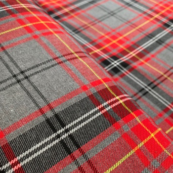 Polyviscose Tartan - Grey and Red Plaid
