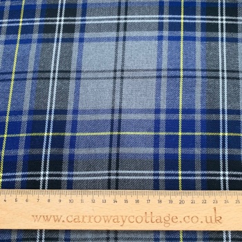 Tartan - Grey and Royal Blue Plaid - Felt Backed Fabric