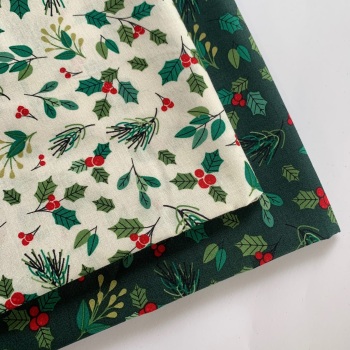 Rose and Hubble - Christmas Holly and Leaves  - Felt Backed Fabric