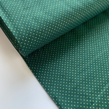 Rose and Hubble Fabrics - 100% Cotton Poplin Mini Metallic Dots Green