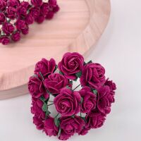 <!--015--> Mulberry Paper  Open Roses - Burgundy 10mm 15mm 20mm 25mm