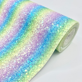 Premium Chunky Glitter Fabric - Crystal Pastel Rainbow