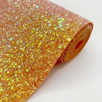 Premium Chunky Glitter Fabric - Crystal Orange