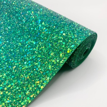 Premium Chunky Glitter Fabric - Crystal Green