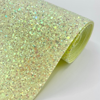 Premium Chunky Glitter Fabric - Crystal Lemon
