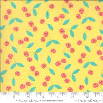 REMNANT 90CM X 110CM Moda Fabrics - Hello Sunshine - Cherries Yellow