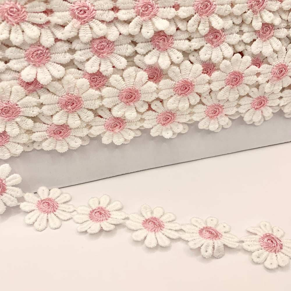 Daisy Trim Pink 25mm