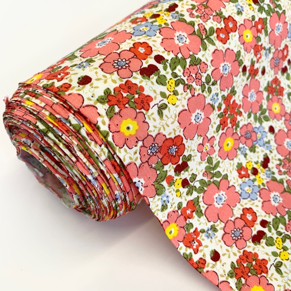 Rose and Hubble Fabrics - 100% Cotton Poplin - Katrina Coral