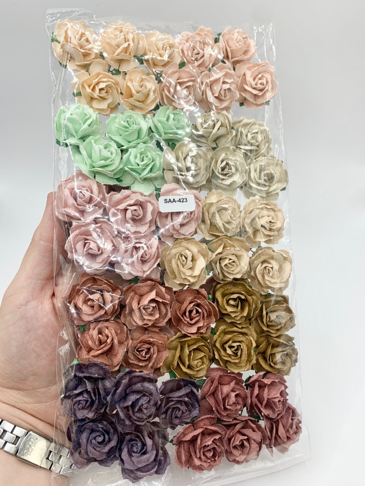 Mulberry Paper Flowers - Wild Roses 30mm  - Mixed Vintage Pack