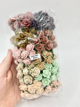 Mixed Vintage Mulberry Paper Flowers Open Roses 20mm