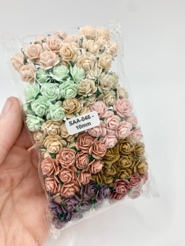 Mixed Vintage Mulberry Paper Flowers Open Roses 10mm