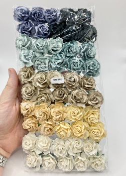Mixed Neutral Mulberry Paper Flowers Wild Roses 30mm  