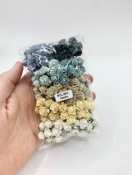 Mixed Neutrals Mulberry Paper Flowers Open Roses 10mm