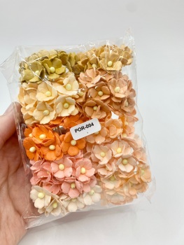 Mixed Peach and Orange Mulberry Paper Flower Sweetheart Blossoms