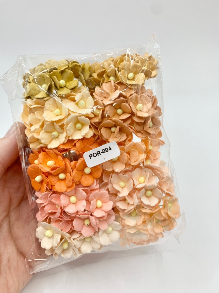 Mixed Peach and Orange Bundle Mulberry Paper Flower Sweetheart Blossoms