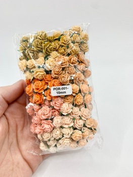 Mixed Peach and Orange Mulberry Paper Flowers Open Roses 10mm