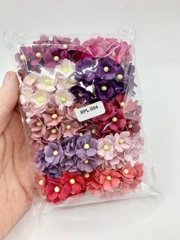 Mixed Red and Purple Mulberry Paper Flower Sweetheart Blossoms