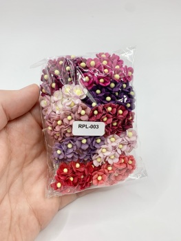 Mixed Red and Purple Mulberry Paper Flower Miniature Sweetheart Blossoms