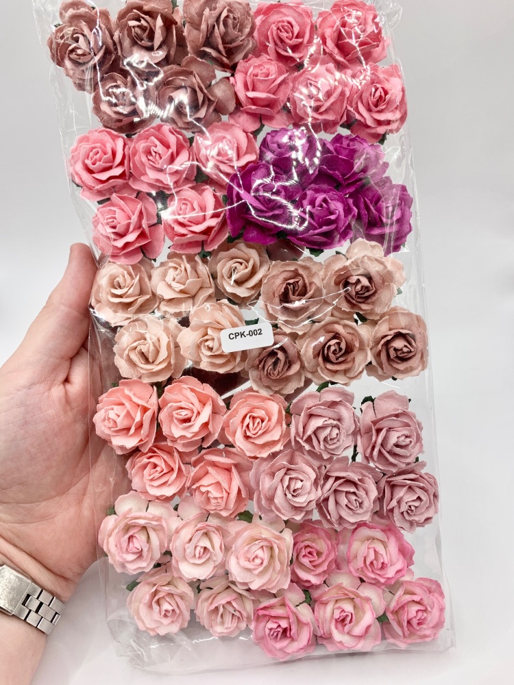 Mulberry Paper Flowers - Wild Roses 30mm  - Mixed Pinks Pack