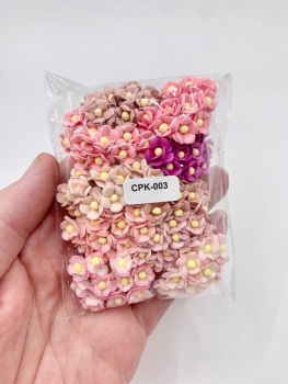 Mixed Pinks Mulberry Paper Flower Miniature Sweetheart Blossoms