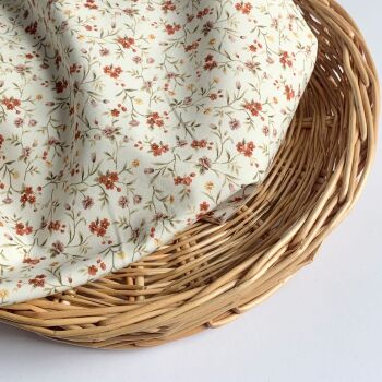 Natural Tone Floral Cotton Poplin - Romantic Rust