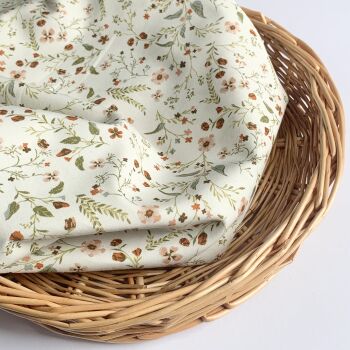 Natural Tone Floral Cotton Poplin - Millefleurs