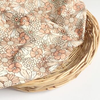 Natural Tone Floral Cotton Poplin - Cheerful Floral Peach